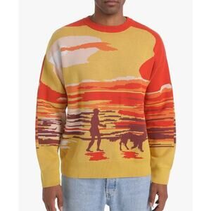 Men's Casual 100% Cotton Knit Sweater Loose Crew Neck Large